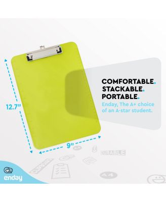 Plastic Clipboard Standard Size Pink, Translucent Low Profile Clip Board, Hangable Clipboard, 12.7” x 9”, Holds 100 Sheets, 1 Pc - by Enday