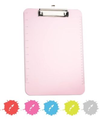 Plastic Clipboard Standard Size Pink, Translucent Low Profile Clip Board, Hangable Clipboard, 12.7” x 9”, Holds 100 Sheets, 1 Pc - by Enday