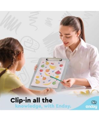 Plastic Clipboard Standard Size Pink, Translucent Low Profile Clip Board, Hangable Clipboard, 12.7” x 9”, Holds 100 Sheets, 1 Pc - by Enday