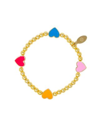 Girls Rainbow Hearts Stretchy Bead Bracelets