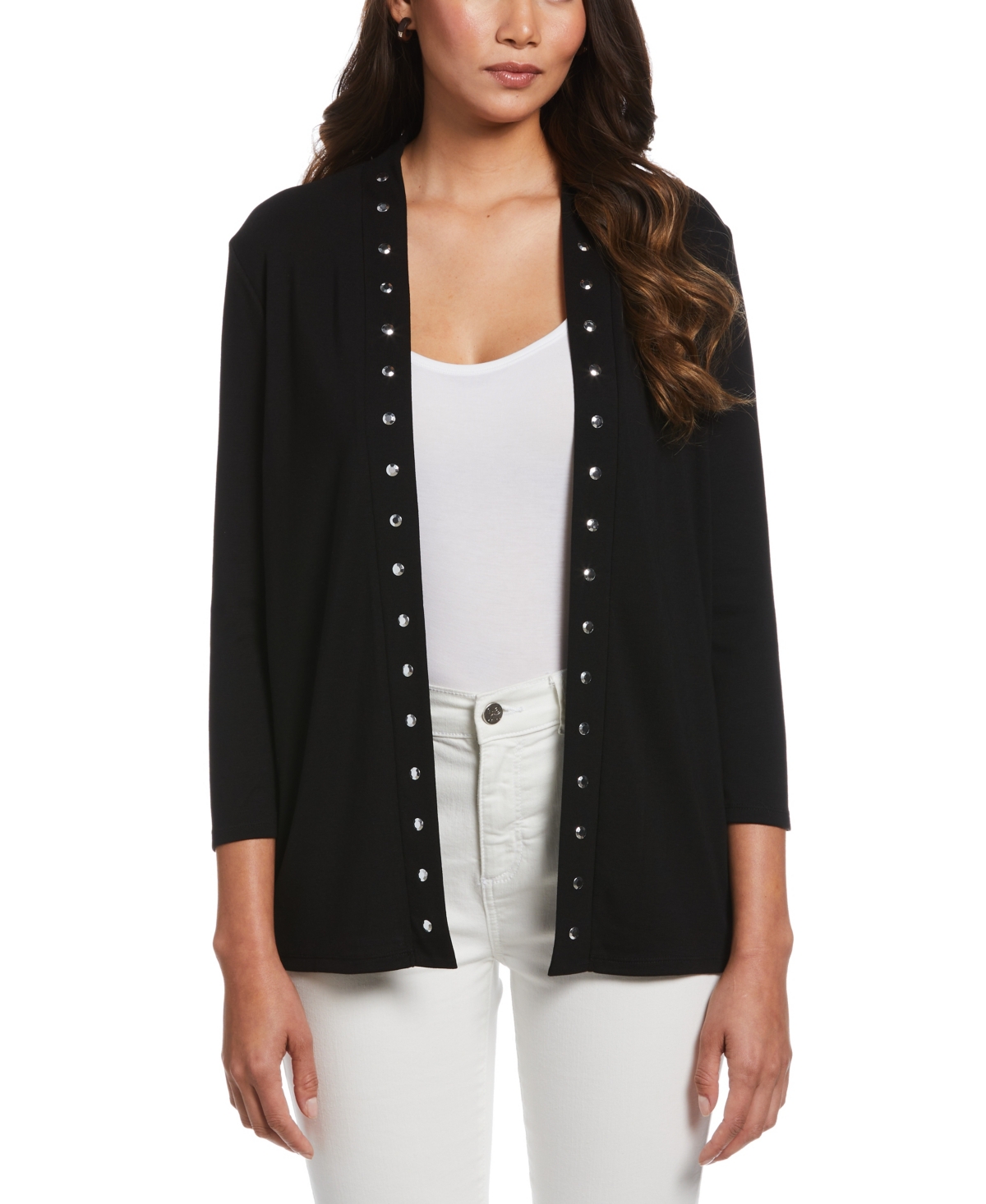 Petite Cardigan Crew Neck Sweater - Open Misce