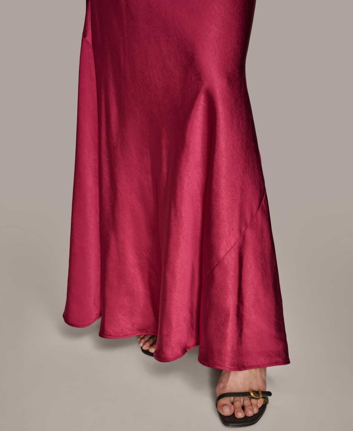 Donna Karan New York Cowl Neck Satin Cocktail Maxi Dress In Red