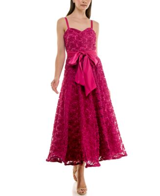 Taylor - Women's Chiffon Ribbon Sweetheart A-Line Dress