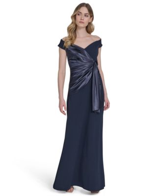 Eliza J - Petites Off-The-Shoulder Wrap-Accent Gown