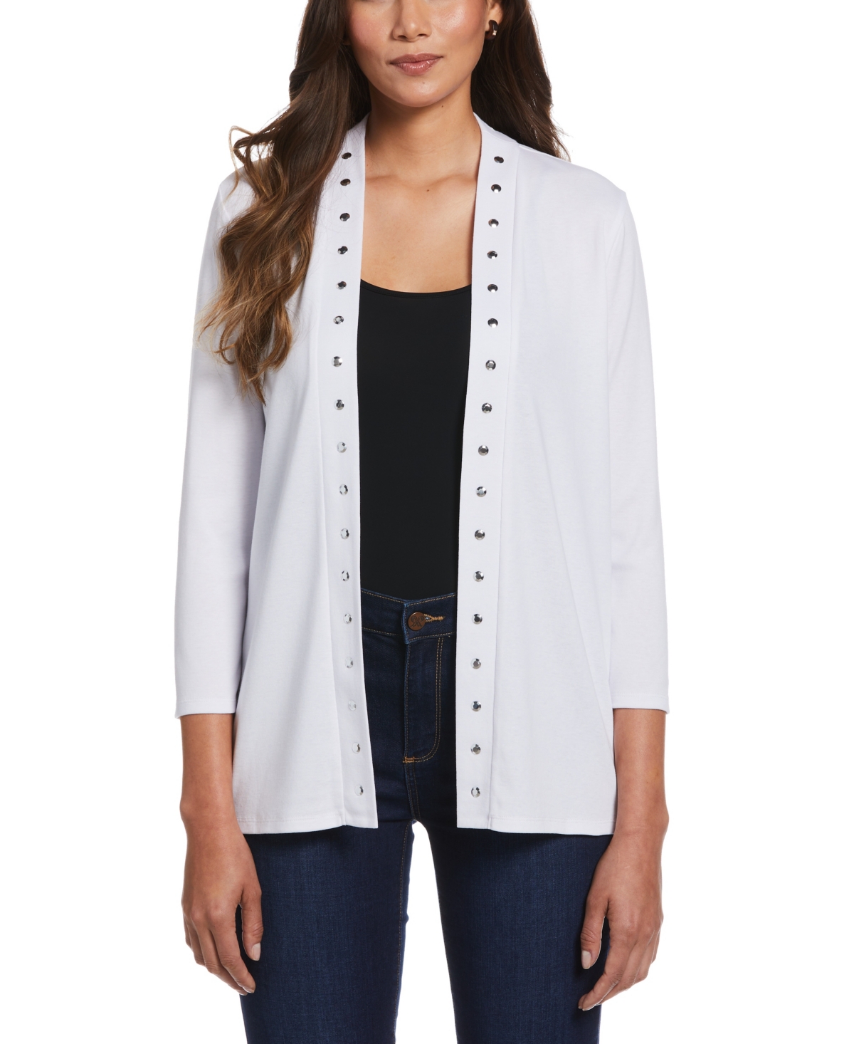 Petite Cardigan Crew Neck Sweater - Open Misce