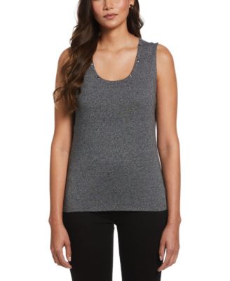 Petite Rib Sleeveless Tank Crew Neck Top