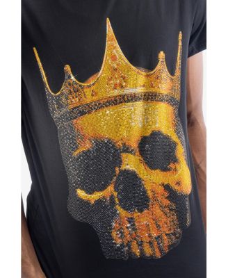 Men's Crown Skull Rhinestone Crew T-Shirt