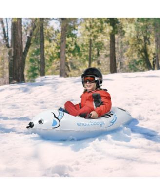 Winter Single Rider Snow Tube, 44" Inflatable Animal Sled, Outdoor Snow Toys with Two Handle