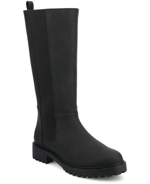 Женские ботинки Journee Collection Brandi Lug Sole Regular, Wide Calf, & Extra Wide Calf Knee High, цвет: Винтажный чёрный