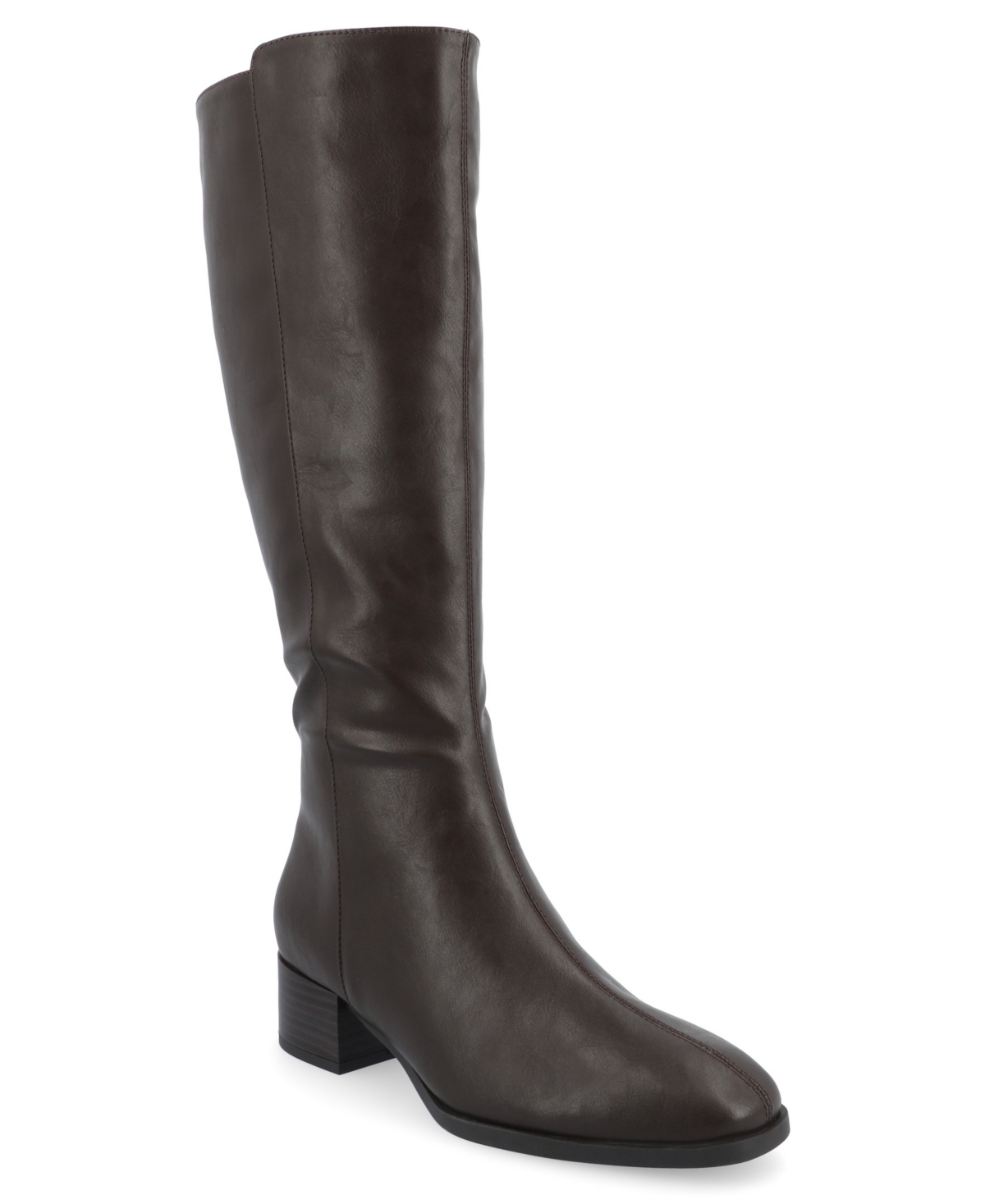 Journee Collection Womens Extra Wide Calf Stacked Heel Dress Boots In Brown
