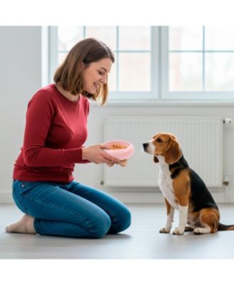Elevated Bubble Shaped Stoneware Elevated Pet Bowl, Raised Ceramic Food & Water Dish for Dogs and Cats