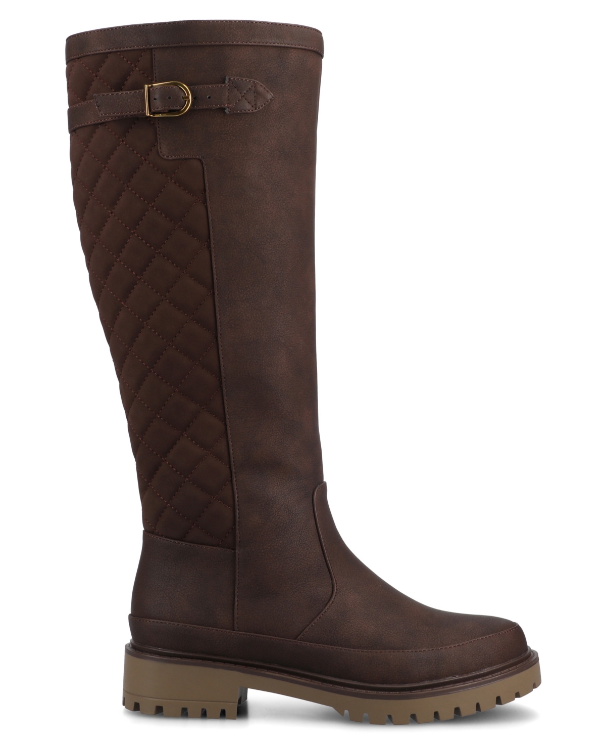 Journee Collection Journee Women's Zemmie Knee High Wide-calf Casual Quilted Boots In Brown