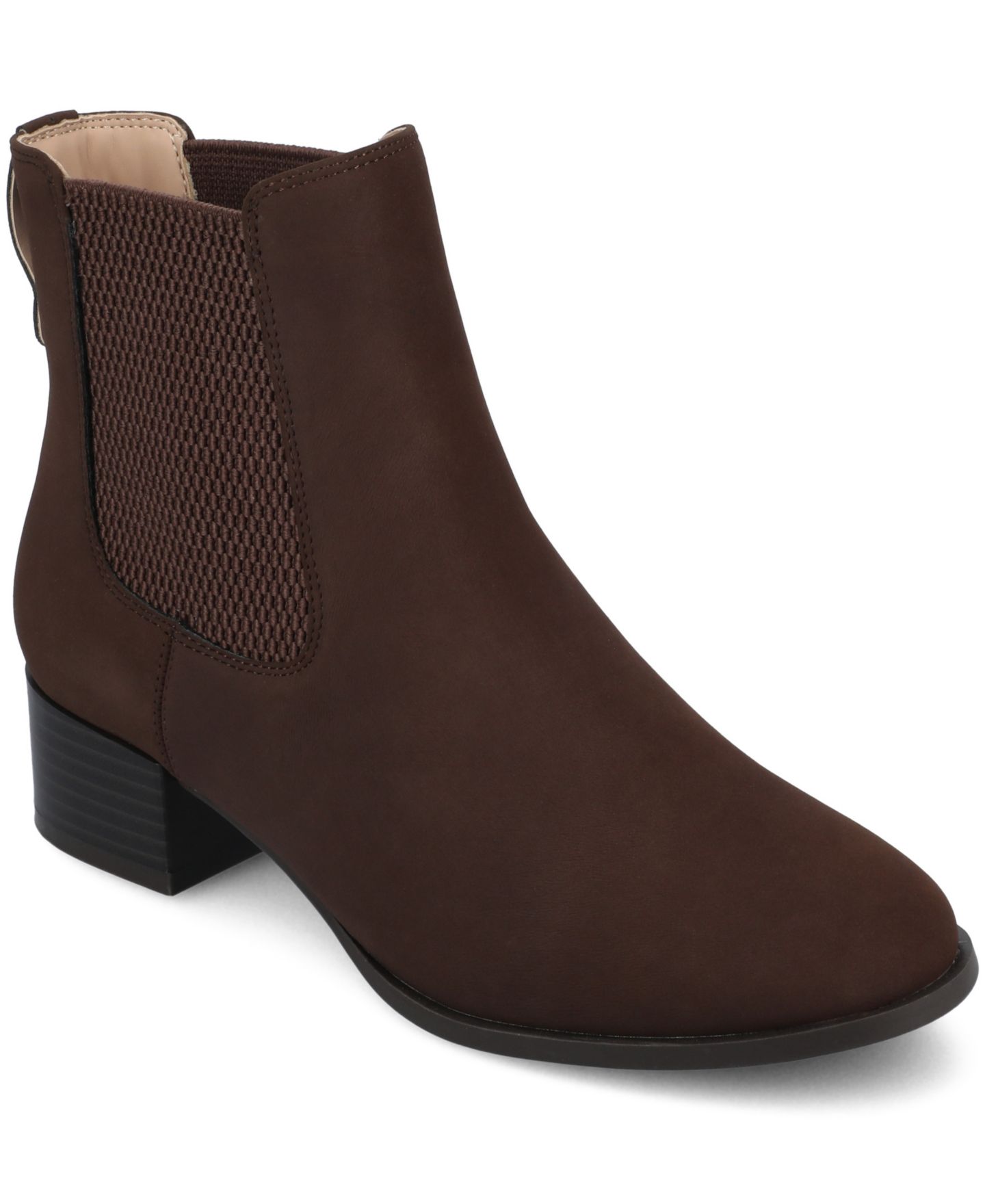 Женские ботинки Journee Collection Chayse Chelsea Booties, цвет: Шоколадный нубуковый — фото 1