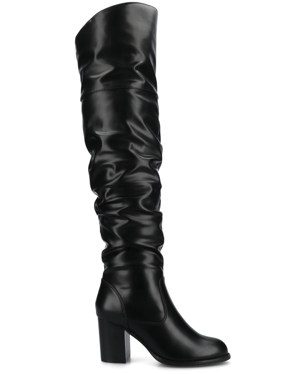 Journee Collection Women's Kaison Stacked Heel Over The Knee Boots In Black