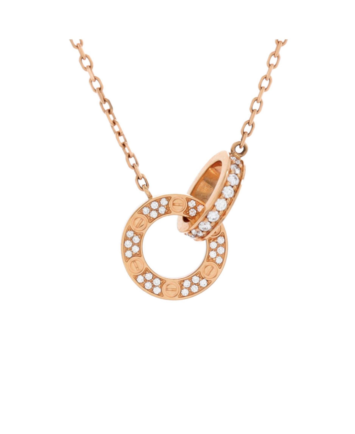Love Interlocking Pave Necklace 18K Rose Gold and Diamonds - 18k rose gold