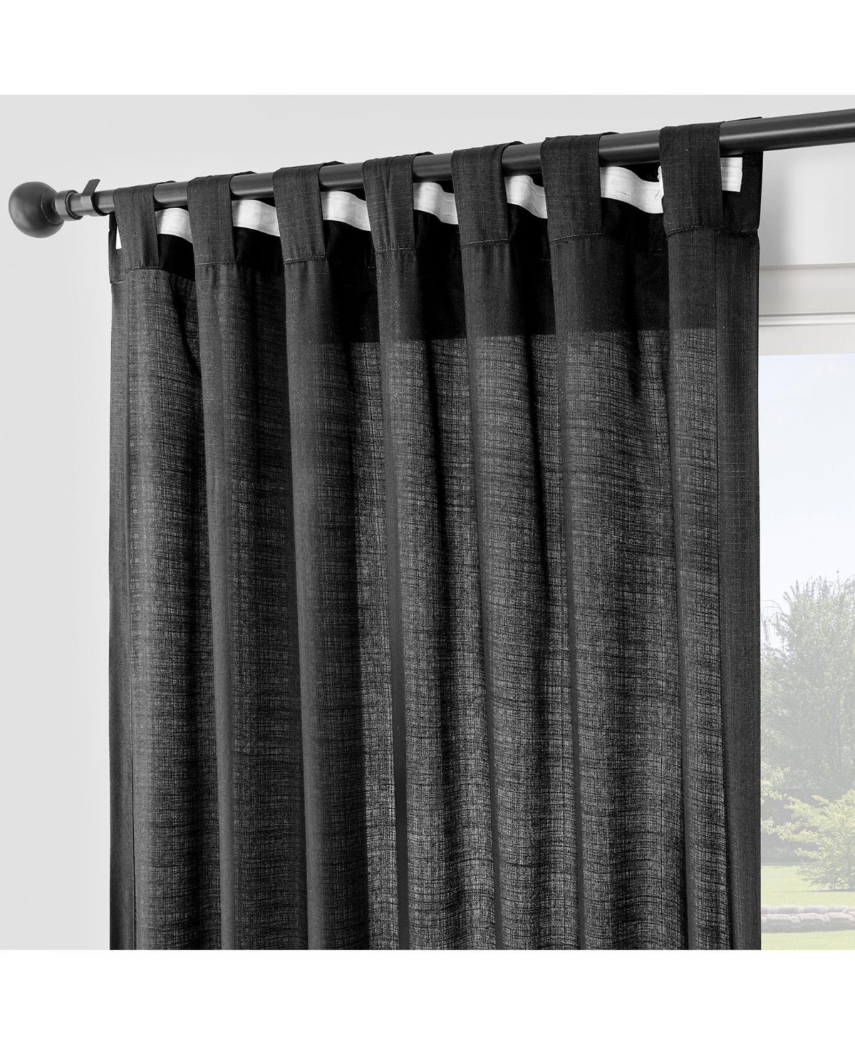 Half Price Drapes Blue Rustic Linen Weave Curtain