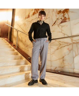 Men's Coin Grey Pinstriped Chino Trousers