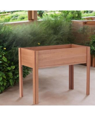 Elevated Wooden Planter Box for Outdoor Gardening