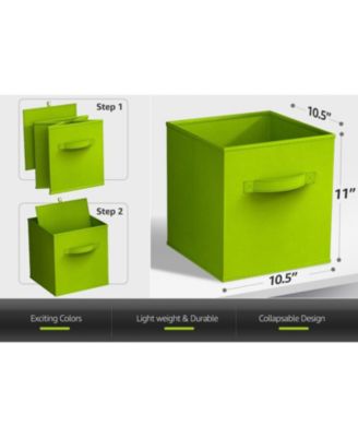 11 Inch Foldable Fabric Storage Cube Bin with Handles - for Organizing Pantry, Closet, Nursery, Playroom, and More