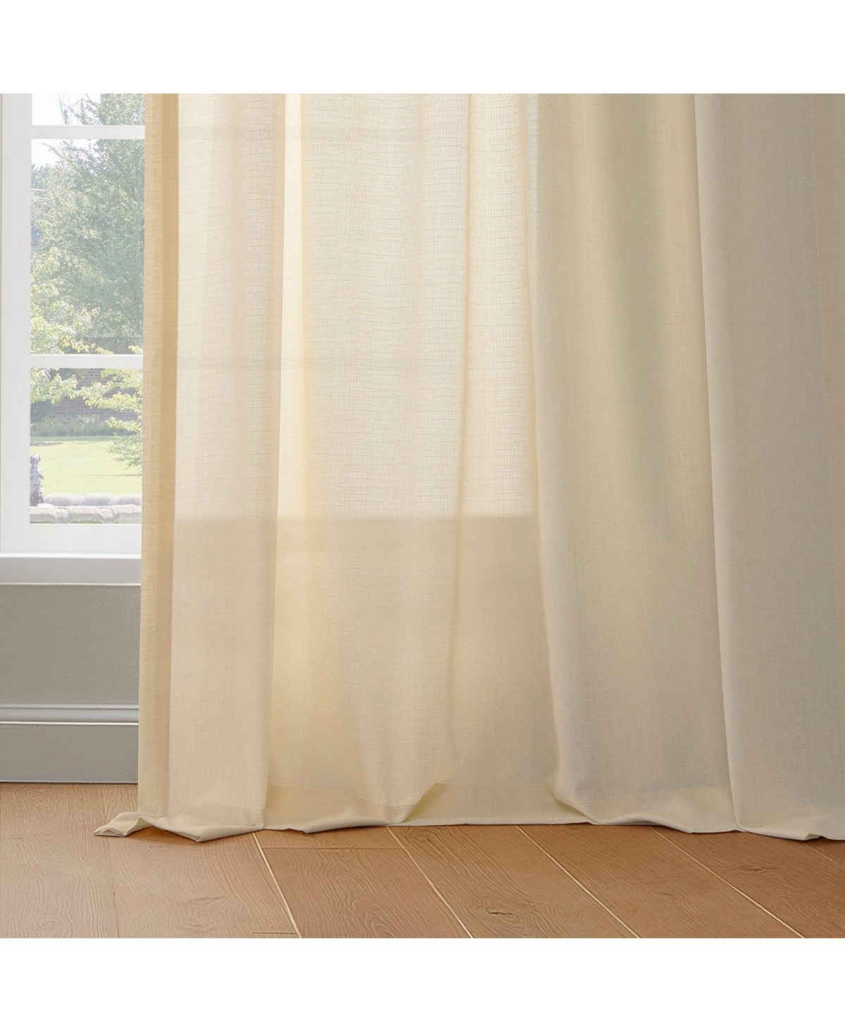 Half Price Drapes Tan Rustic Weave Sheer Linen Curtains (2 Panels) Rod Pocket Window Curtains And Drapes, 50 W X 96 L