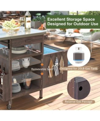 Outdoor Grill Cart with Stainless Steel Top & Storage
