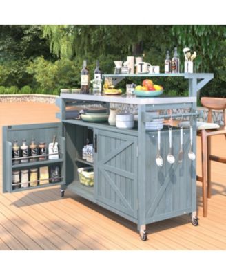 Outdoor Kitchen Island with Storage & Stainless Steel Top