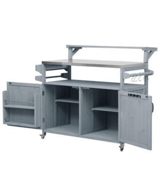 Outdoor Kitchen Island with Storage & Stainless Steel Top