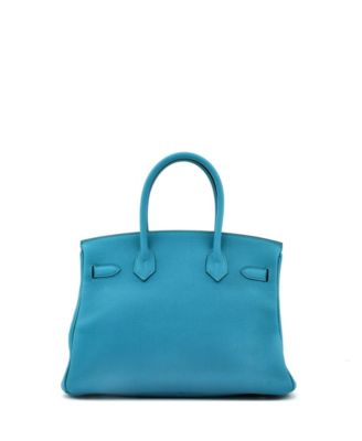 Pre-Owned Hermes Birkin 30 Handbag Blue Togo with Gold Hardware