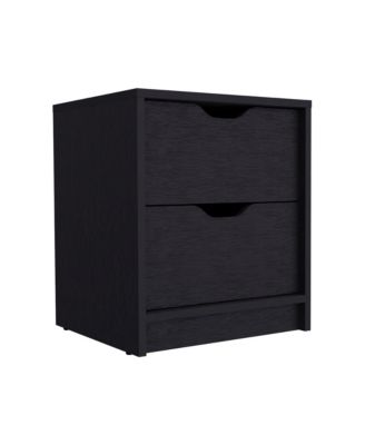 Contemporary Two-Drawer Faux Wood Nightstand with Smooth Glide Storage