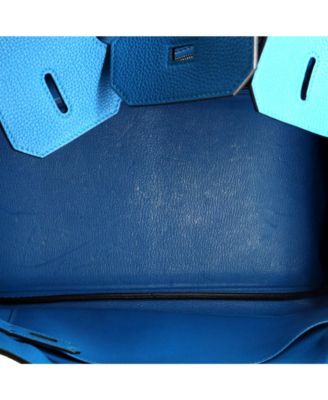 Pre-Owned Hermes Birkin 35 Handbag Blue Togo with Palladium Hardware