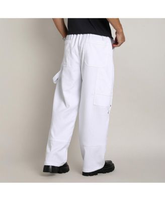 Men's Chalk White Relaxed-Panel Cargo Trousers