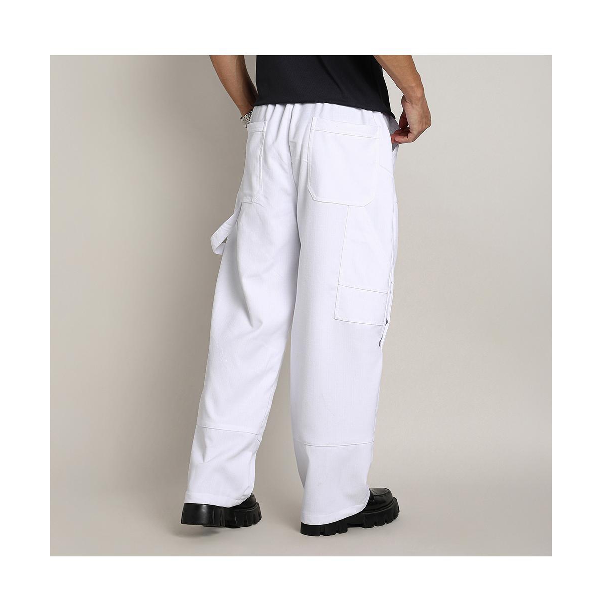Campus Sutra Men's Chalk White Relaxed-panel Cargo Trousers