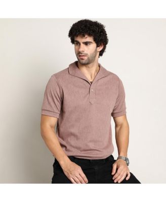 Men's Pastel Brown Tactitle Spread-Polo T-Shirt
