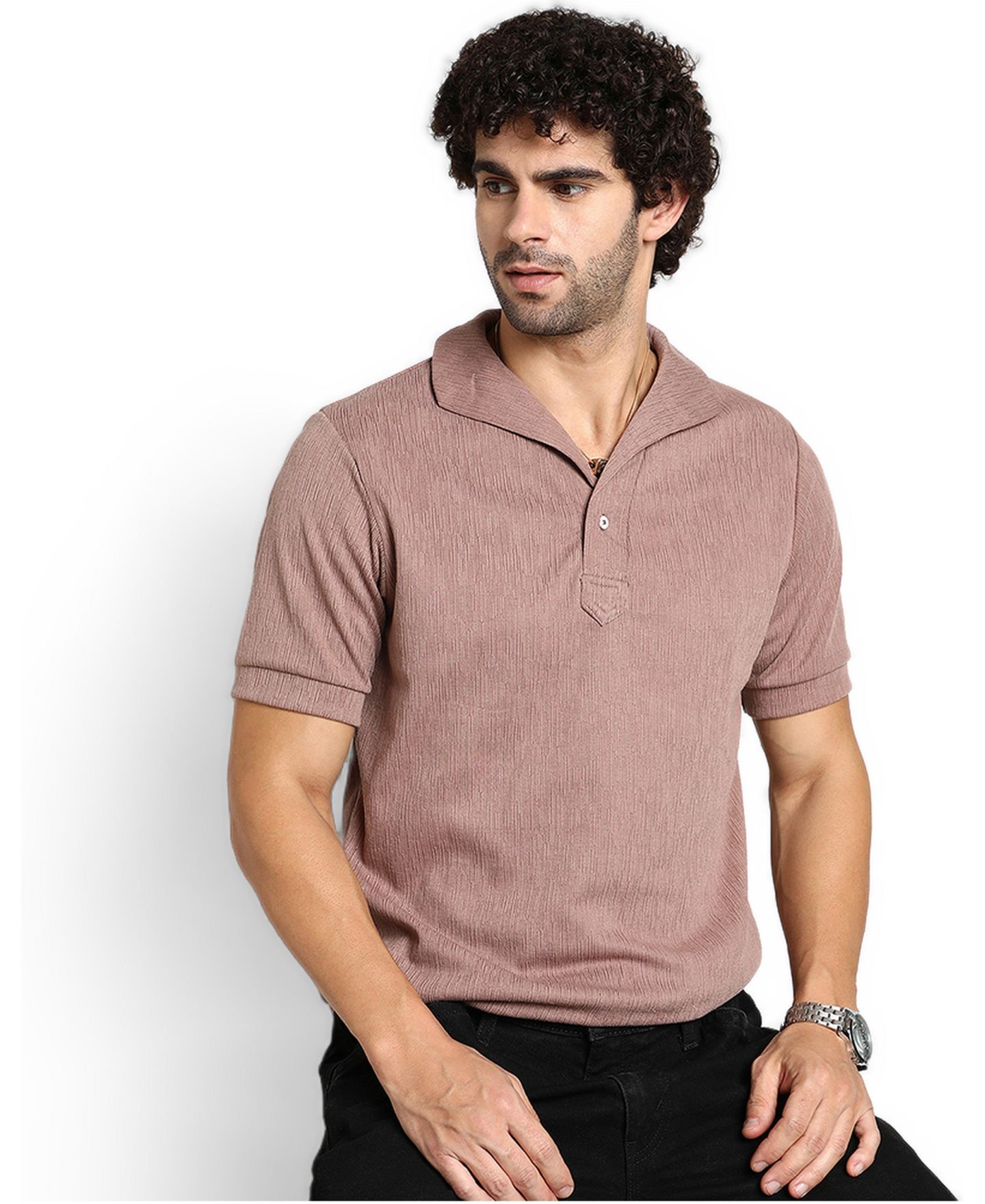 Мужская футболка Cahoot Pastel Brown Tactitle Spread-Polo, цвет: Коричневый — фото 2