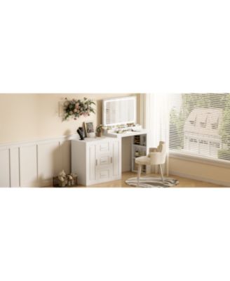Makeup Vanity Desk with Mirror & Storage