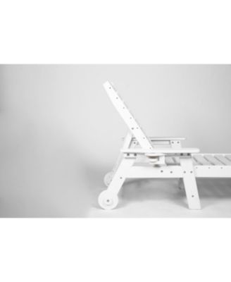 Outdoor Chaise Lounge Chair with Wheels & Cup Holder