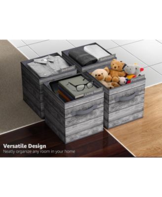 11 Inch Foldable Fabric Storage Cube Bin with Handles - for Organizing Pantry, Closet, Nursery, Playroom, & More