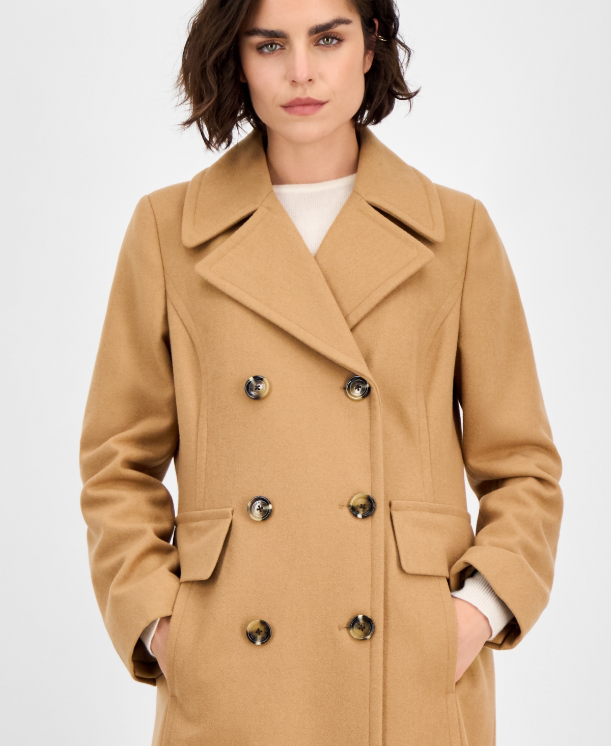Anne Klein Women's Double-breasted Maxi Coat In Multi