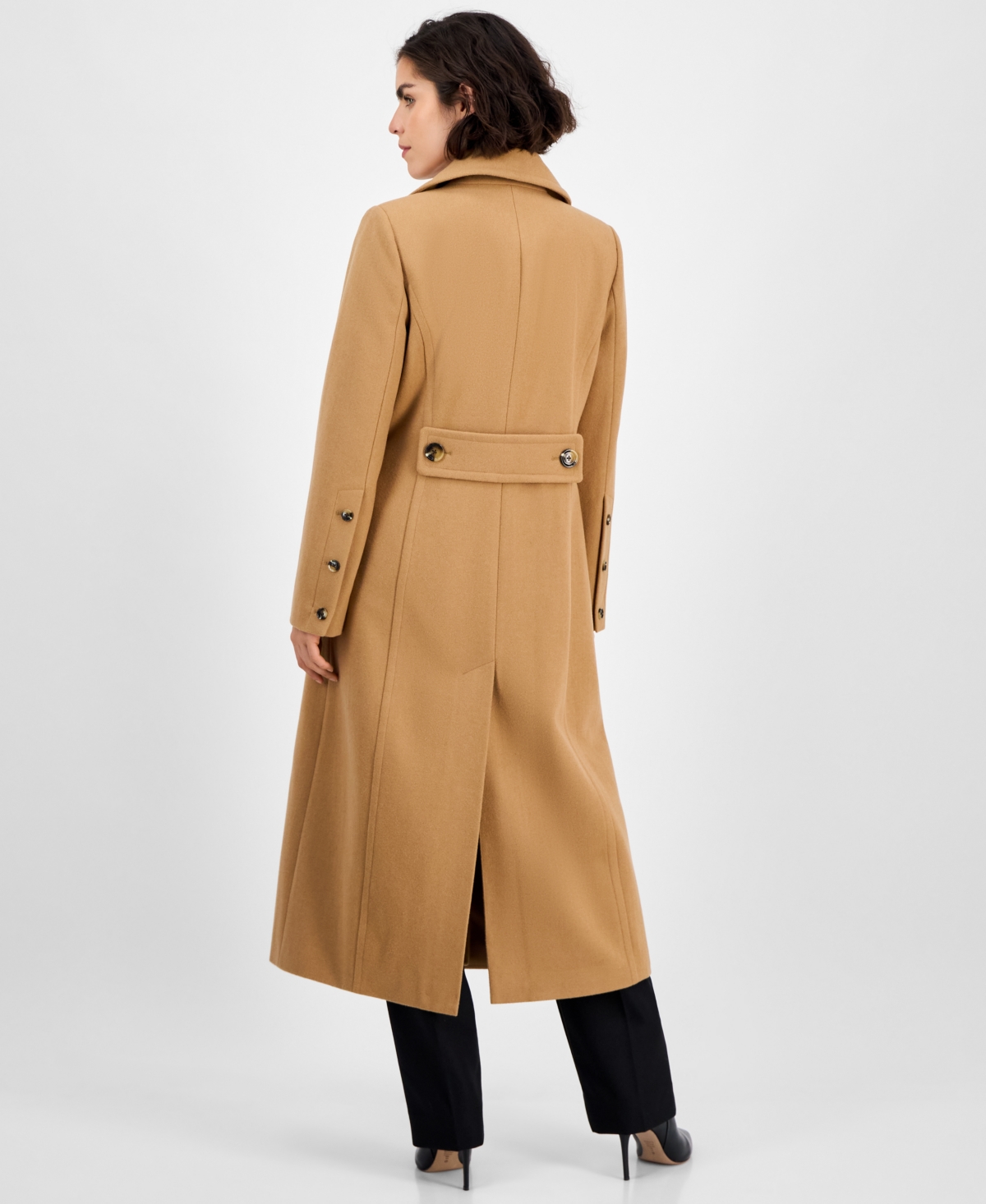 Anne Klein Women's Double-breasted Maxi Coat In Multi