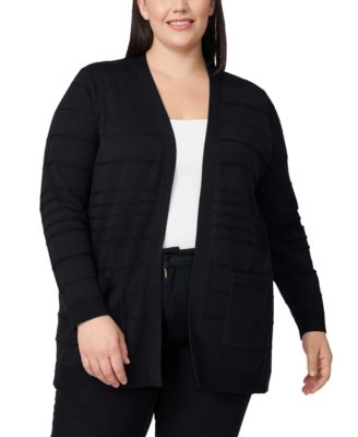 Melissa Paige - Plus Size Textured Stripe Cardigan Sweater
