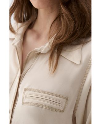 Women's Contrast Topstitched Shirt