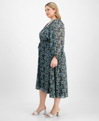 Trendy Plus Size Floral-Print Smocked-Waist Dress, Exclusively at Macy's