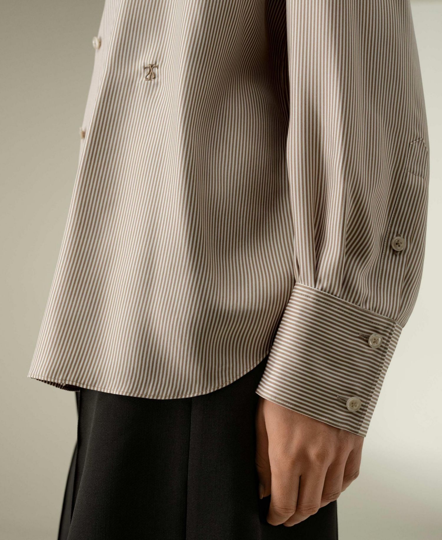 Women's Pinstriped Oversized Silk Shirt