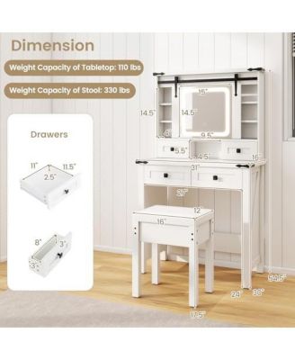 Makeup Vanity Desk with Mirror and Adjustable Storage Shelves