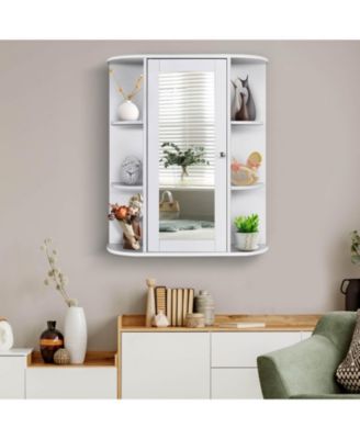 Bathroom Single Door Shelves Wall Mount Cabinet with Mirror