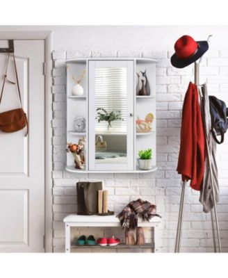 Bathroom Single Door Shelves Wall Mount Cabinet with Mirror