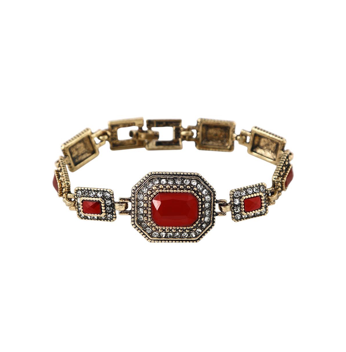 Gold-Plated Stone Bracelet - Red