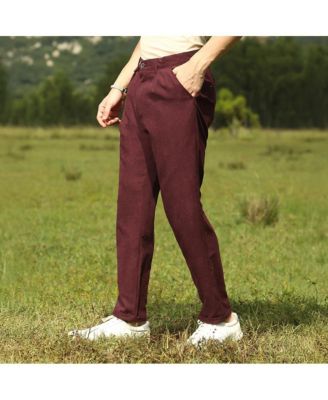 Men's Burgundy Red Velvique Tailored Trousers