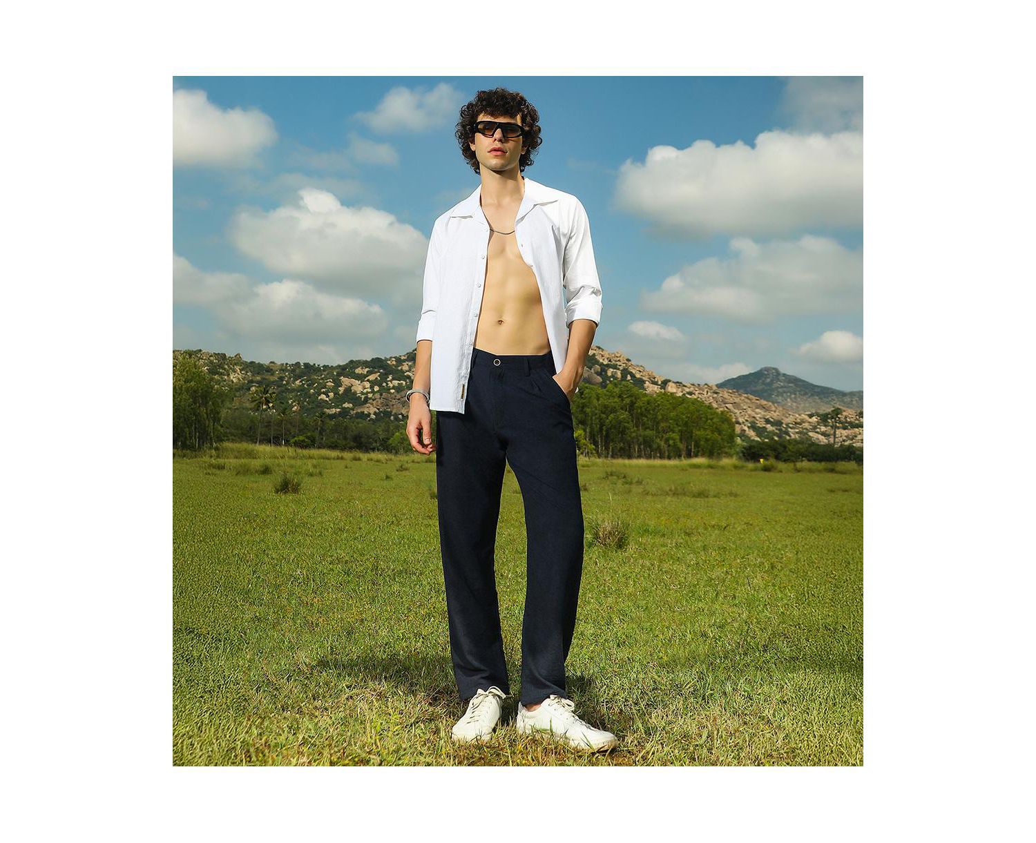 Men's Prussian Blue Velvique Tailored Trousers
