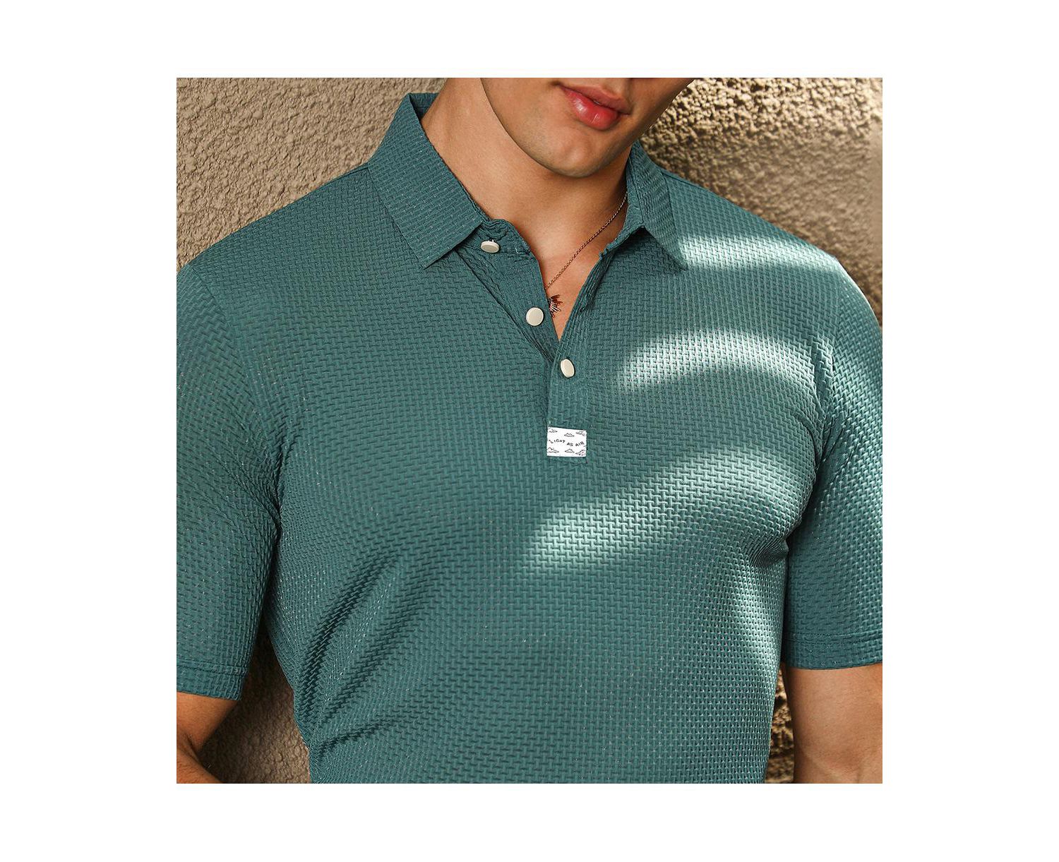 Men's Emerald Green Warp-Tactile Polo T-Shirt
